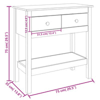 Tavolo Consolle 75x35x75 cm in Legno Massello di Pino cod mxl 9339