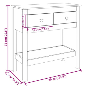 Tavolo Consolle 75x35x75 cm in Legno Massello di Pino cod mxl 9339