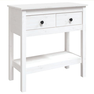 Tavolo Consolle Bianco 75x35x75 cm in Legno Massello di Pino 814620