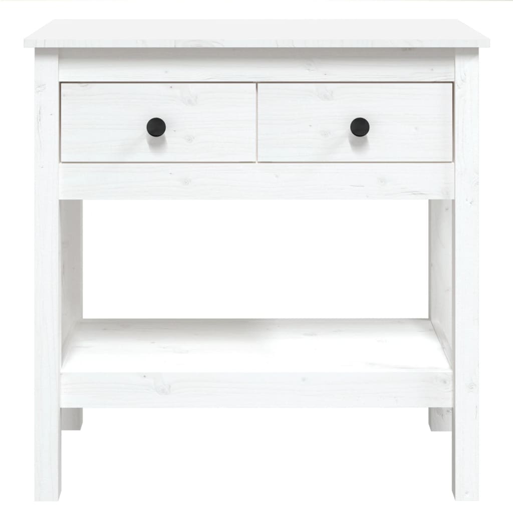 Tavolo Consolle Bianco 75x35x75 cm in Legno Massello di Pino 814620