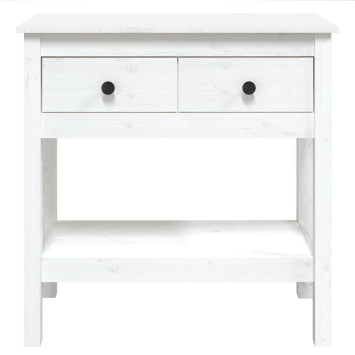 Tavolo Consolle Bianco 75x35x75 cm in Legno Massello di Pino 814620