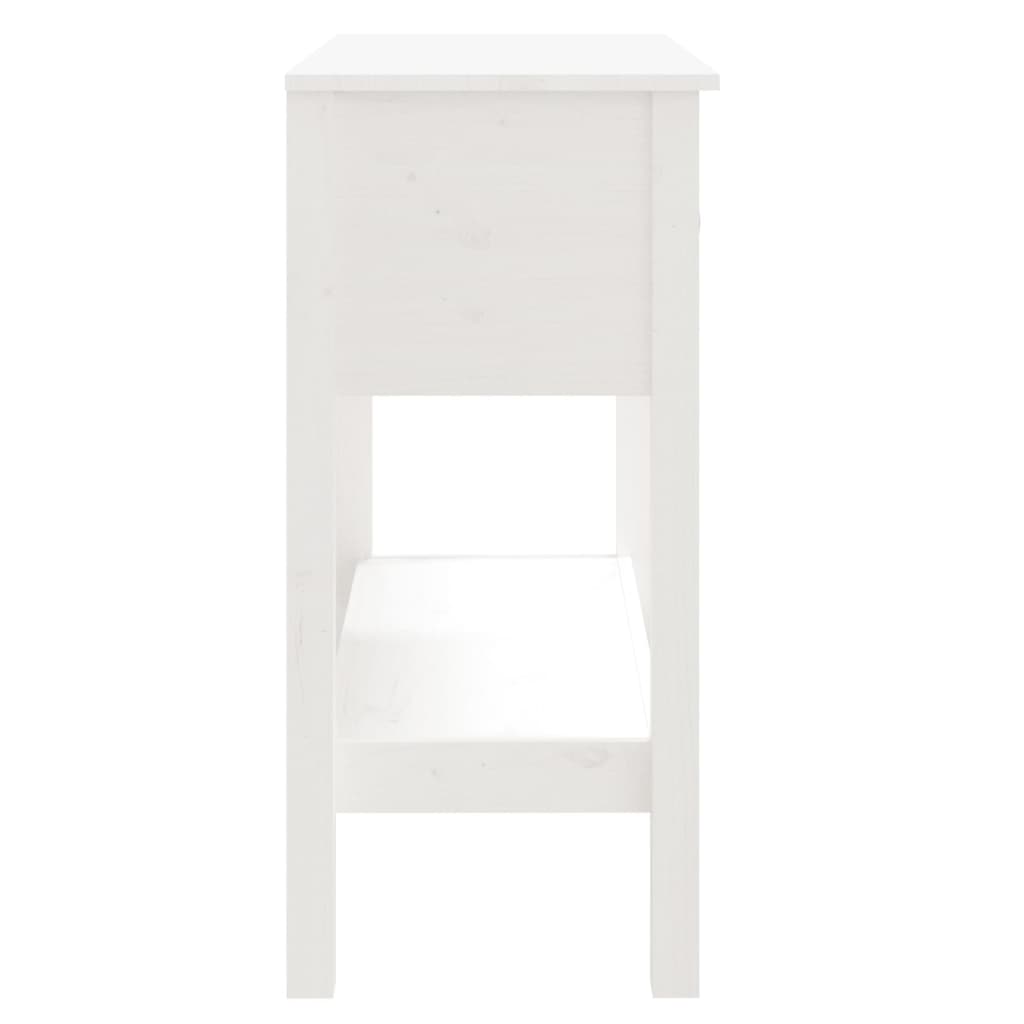 Tavolo Consolle Bianco 75x35x75 cm in Legno Massello di Pino cod mxl 14825