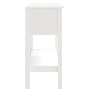 Tavolo Consolle Bianco 75x35x75 cm in Legno Massello di Pino cod mxl 14825