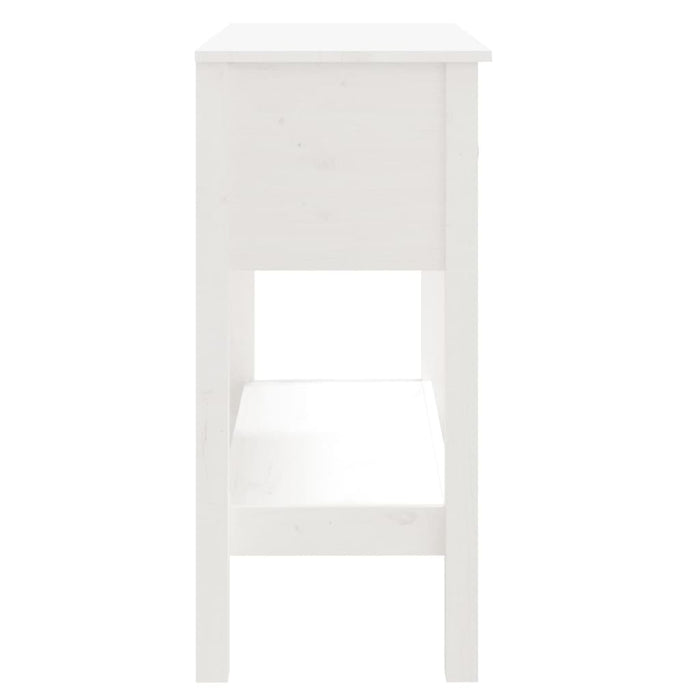 Tavolo Consolle Bianco 75x35x75 cm in Legno Massello di Pino 814620