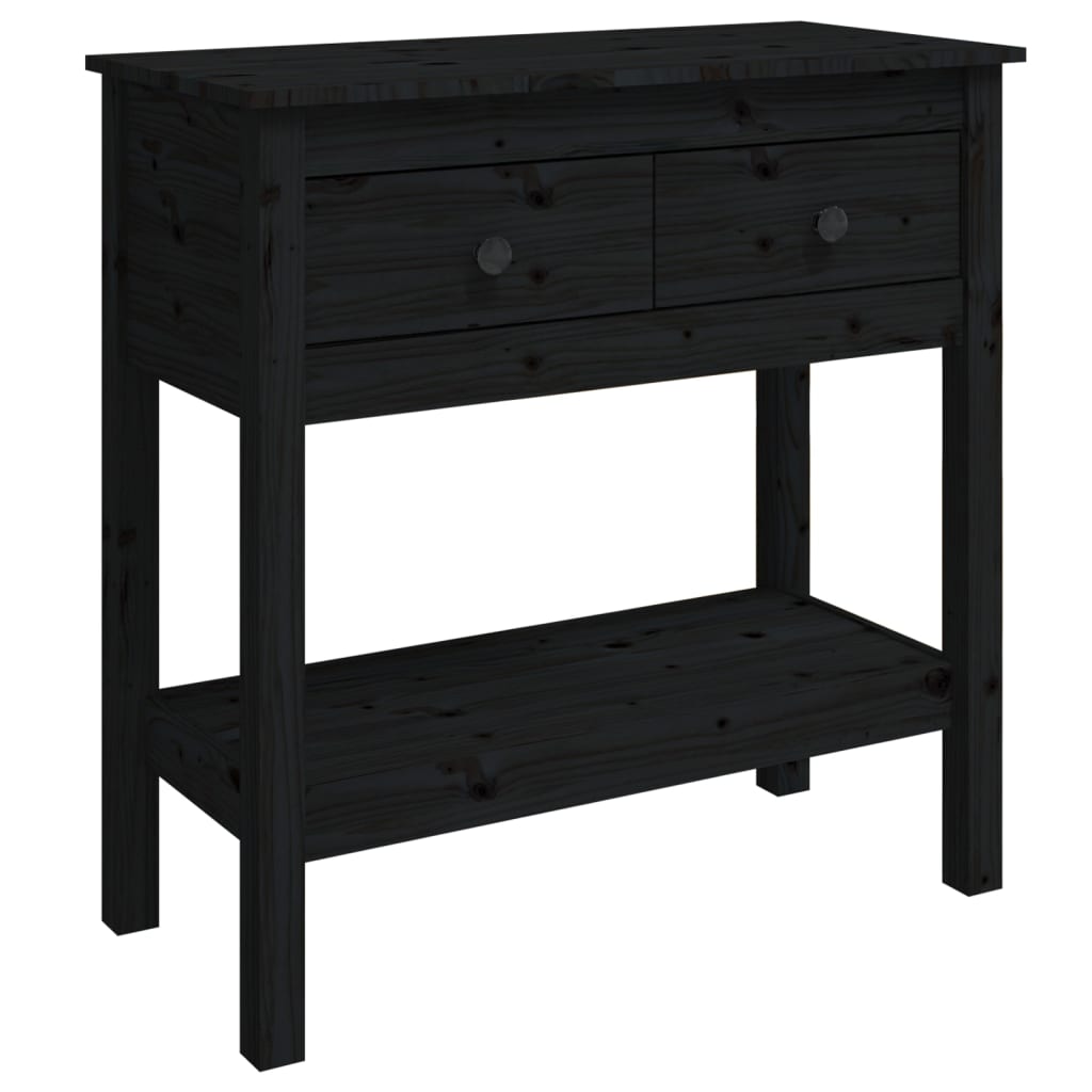 Tavolo Consolle Nero 75x35x75 cm in Legno Massello di Pino 814623