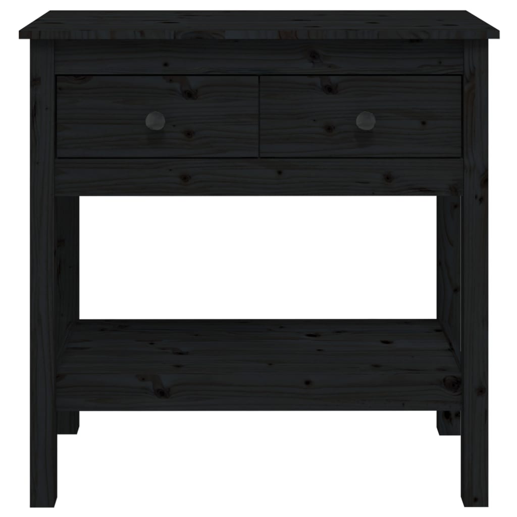 Tavolo Consolle Nero 75x35x75 cm in Legno Massello di Pino 814623