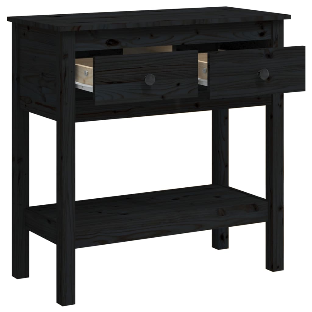 Tavolo Consolle Nero 75x35x75 cm in Legno Massello di Pino cod mxl 20706