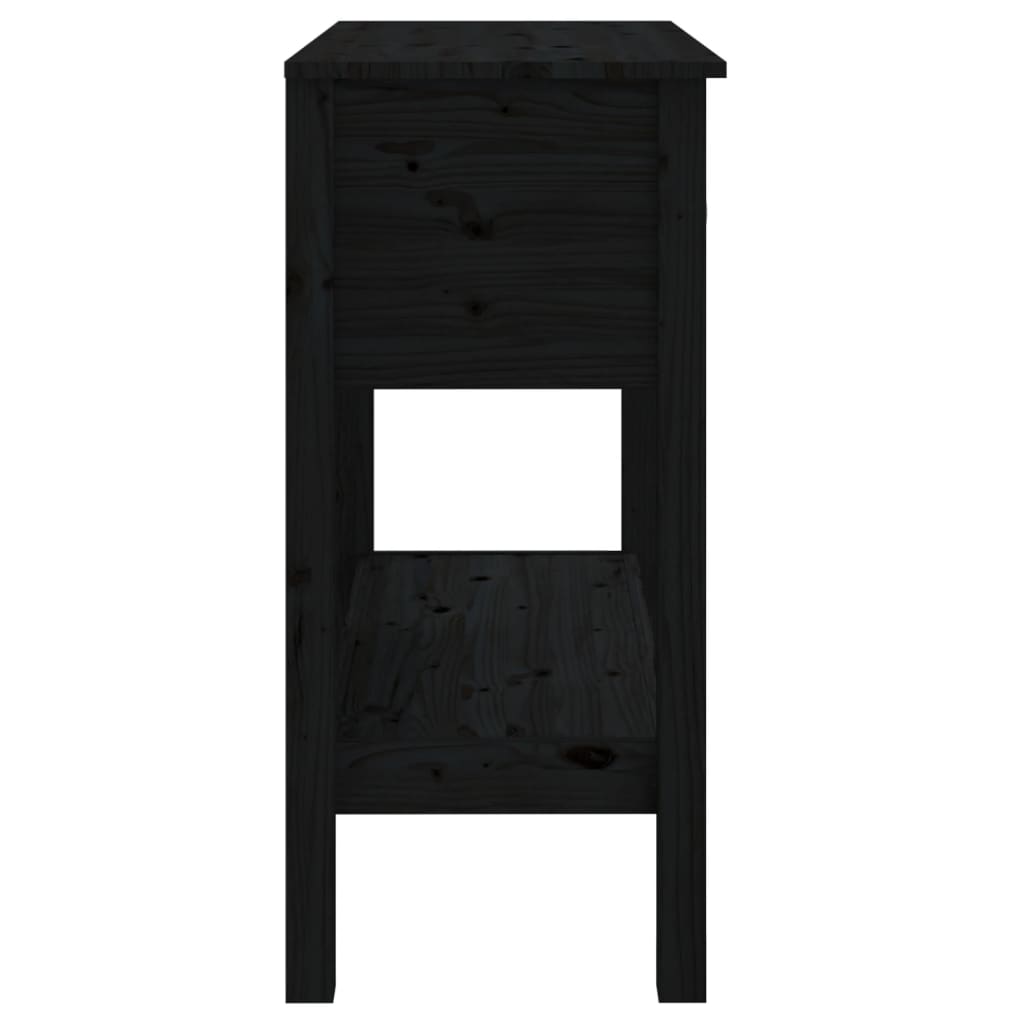 Tavolo Consolle Nero 75x35x75 cm in Legno Massello di Pino 814623