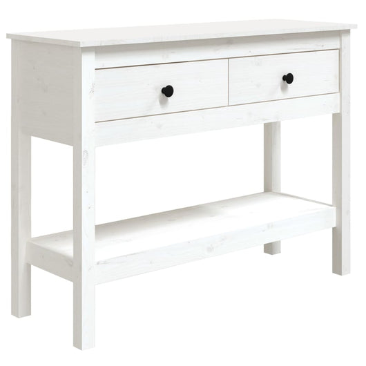 Tavolo Consolle Bianco 100x35x75 cm in Legno Massello di Pino cod mxl 12069