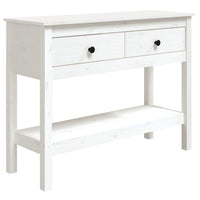 Tavolo Consolle Bianco 100x35x75 cm in Legno Massello di Pino 814625