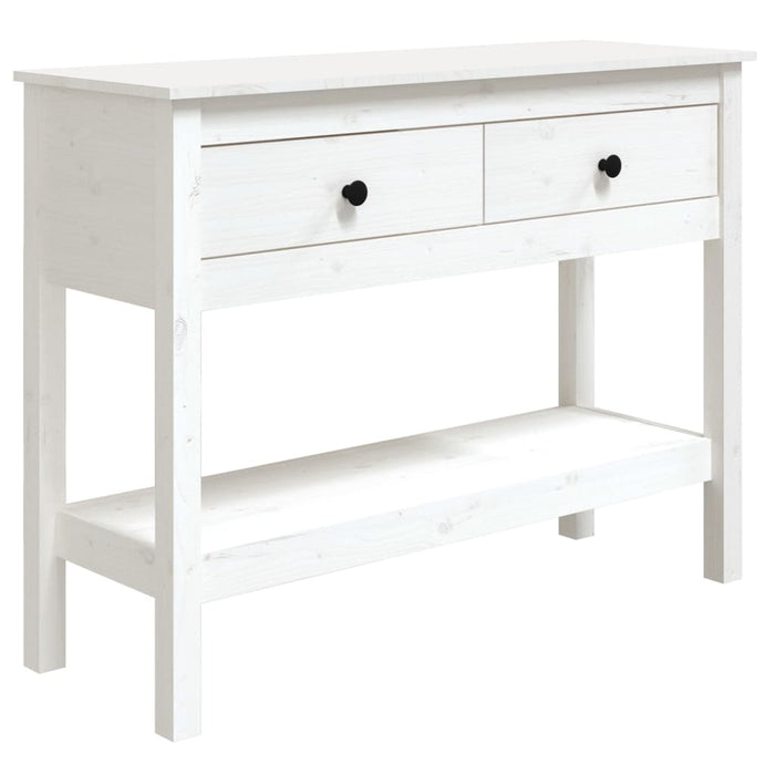 Tavolo Consolle Bianco 100x35x75 cm in Legno Massello di Pino 814625