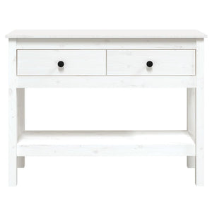 Tavolo Consolle Bianco 100x35x75 cm in Legno Massello di Pino 814625