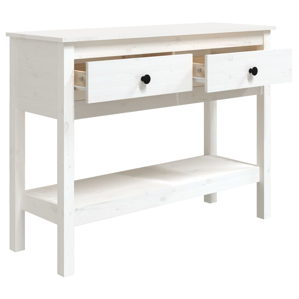 Tavolo Consolle Bianco 100x35x75 cm in Legno Massello di Pino cod mxl 12069