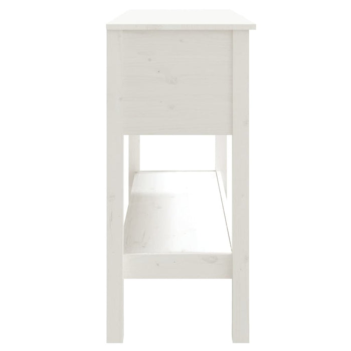 Tavolo Consolle Bianco 100x35x75 cm in Legno Massello di Pino 814625