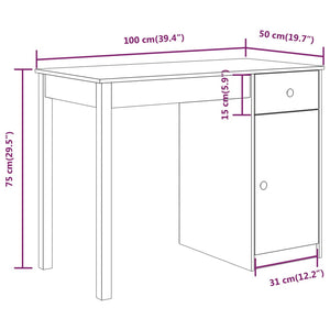 Scrivania 100x50x75 cm in Legno Massello di Pino 814629