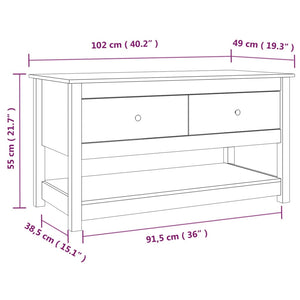 Tavolino da Salotto Miele 102x49x55cm in Legno Massello di Pino cod mxl 10317