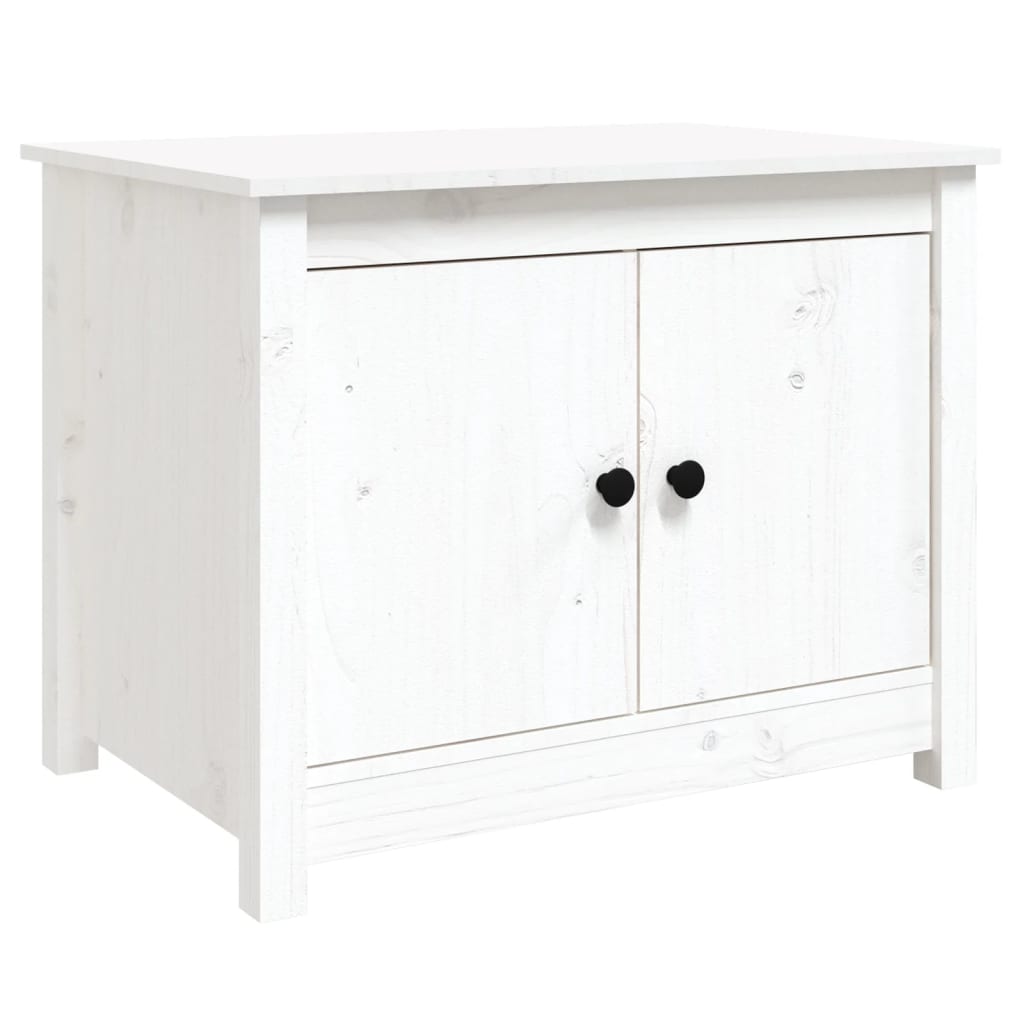 Tavolino da Salotto Bianco 71x49x55cm in Legno Massello di Pino 820927