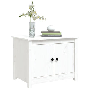 Tavolino da Salotto Bianco 71x49x55cm in Legno Massello di Pino 820927