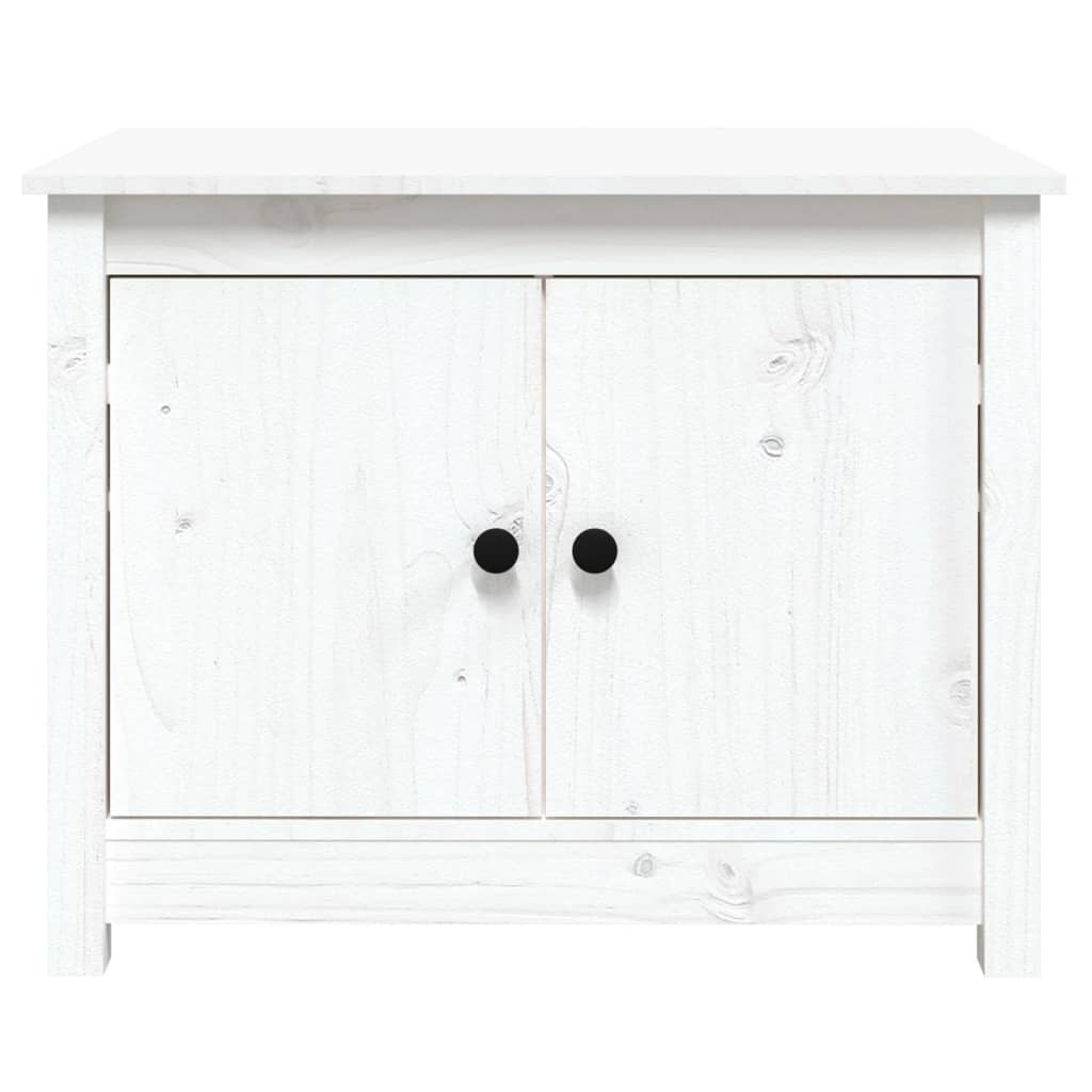 Tavolino da Salotto Bianco 71x49x55cm in Legno Massello di Pino