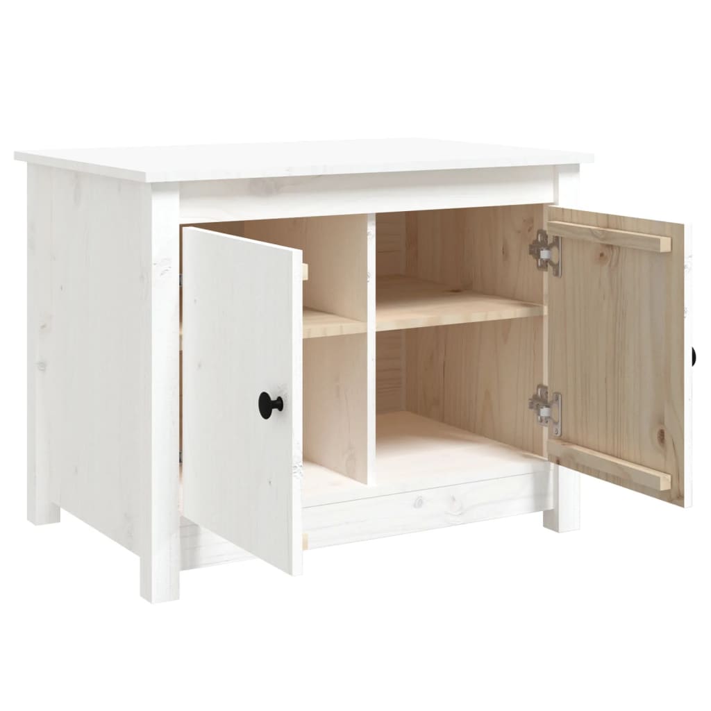 Tavolino da Salotto Bianco 71x49x55cm in Legno Massello di Pino