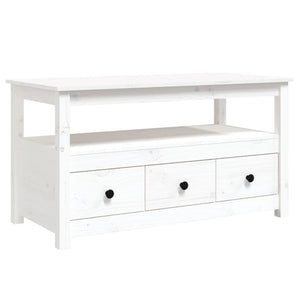 Tavolino da Salotto Bianco 102x49x55 cm Legno Massello di Pino cod mxl 13075