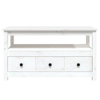 Tavolino da Salotto Bianco 102x49x55 cm Legno Massello di Pino cod mxl 13075