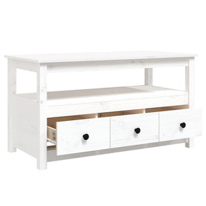 Tavolino da Salotto Bianco 102x49x55 cm Legno Massello di Pino cod mxl 13075