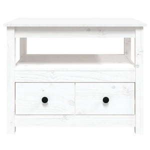 Tavolino da Salotto Bianco 71x49x55cm in Legno Massello di Pino 820937