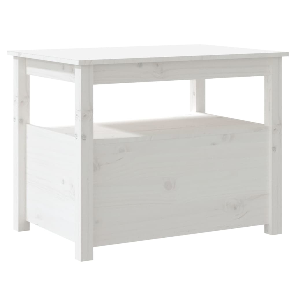 Tavolino da Salotto Bianco 71x49x55cm in Legno Massello di Pino 820937