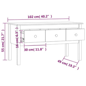 Tavolino da Salotto Grigio 102x49x55 cm Legno Massello di Pino 820943