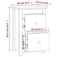 Comodino Grigia 40x35x61,5 cm in Legno Massello di Pino 820950