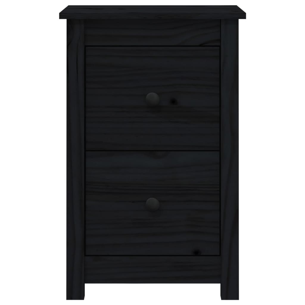 Comodini 2 pz Nera 40x35x61,5 cm in Legno Massello di Pino 820955