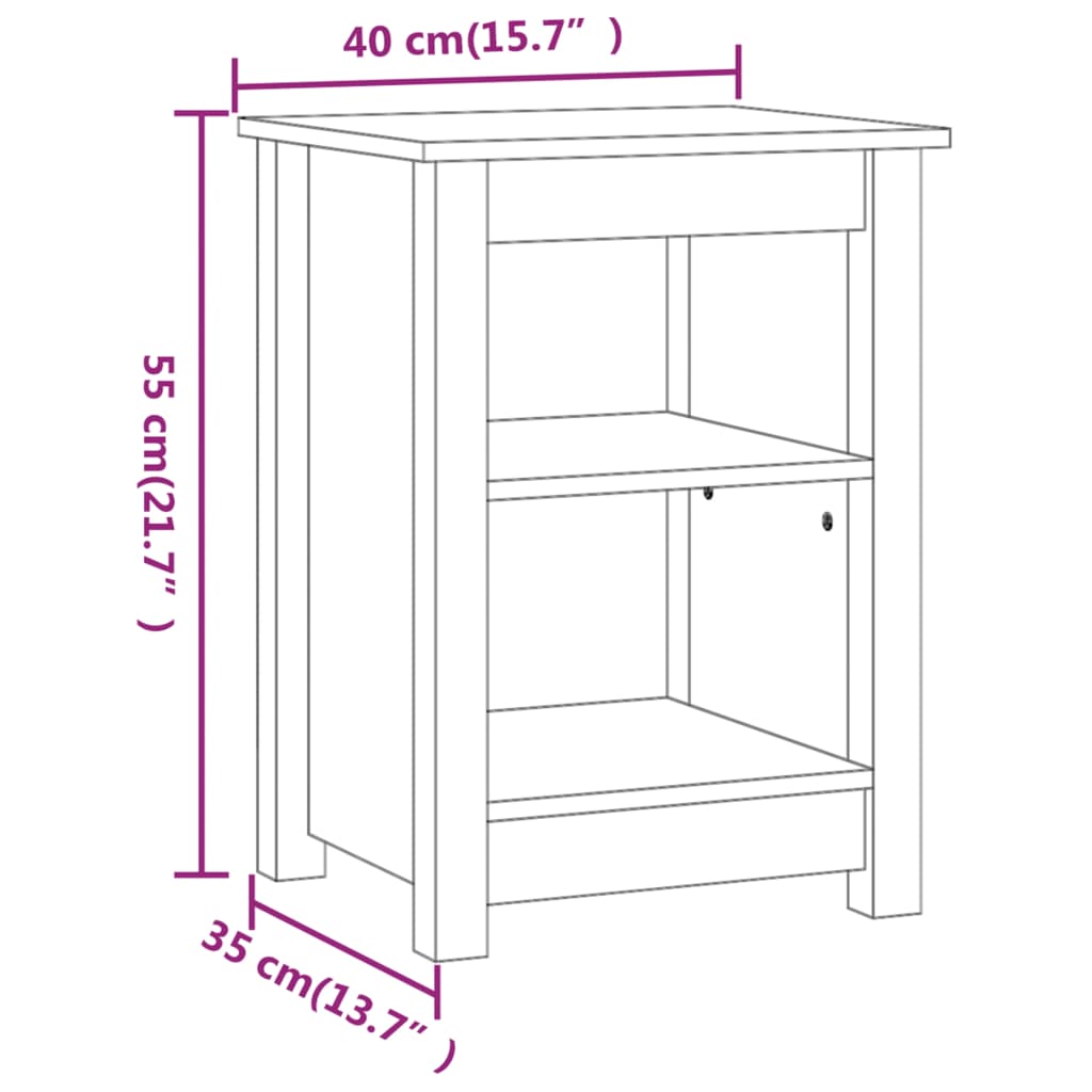 Comodino Grigio 40x35x55 cm in Legno Massello di Pino cod 10050