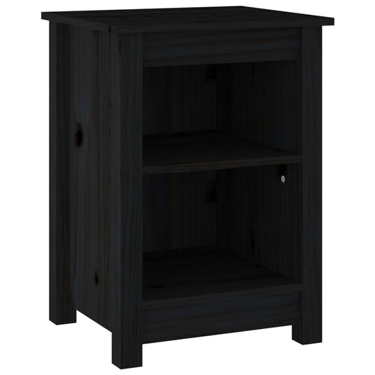 Comodino Nero 40x35x55 cm in Legno Massello di Pino cod mxl 30472