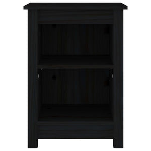 Comodino Nero 40x35x55 cm in Legno Massello di Pino 820964