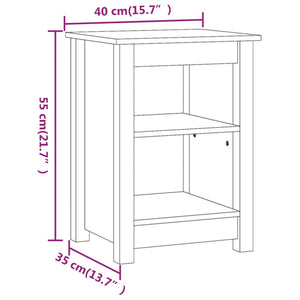 Comodini 2 pz Neri 40x35x55 cm in Legno Massello di Pino