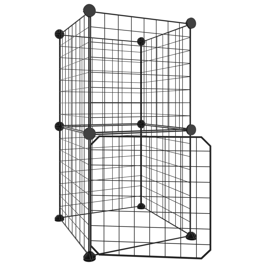 Gabbia per Animali 8 Pannelli con Porta Nero 35x35 cm Acciaio 3114032