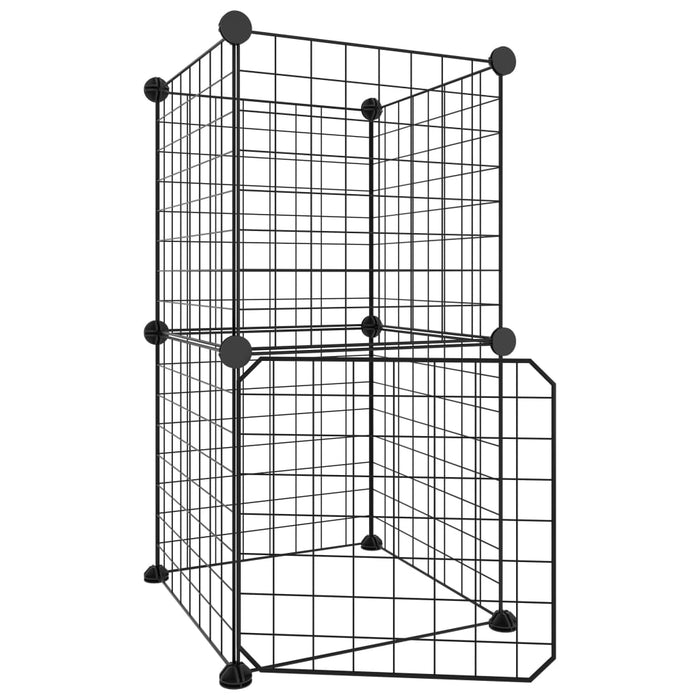 Gabbia per Animali 8 Pannelli con Porta Nero 35x35 cm Acciaio 3114032