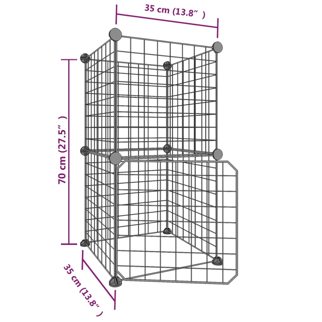 Gabbia per Animali 8 Pannelli con Porta Nero 35x35 cm Acciaio cod mxl 75283