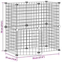 Gabbia per Animali 12 Pannelli con Porta Nero 35x35 cm Acciaio 3114033