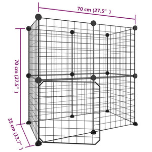 Gabbia per Animali 12 Pannelli con Porta Nero 35x35 cm Acciaio 3114033