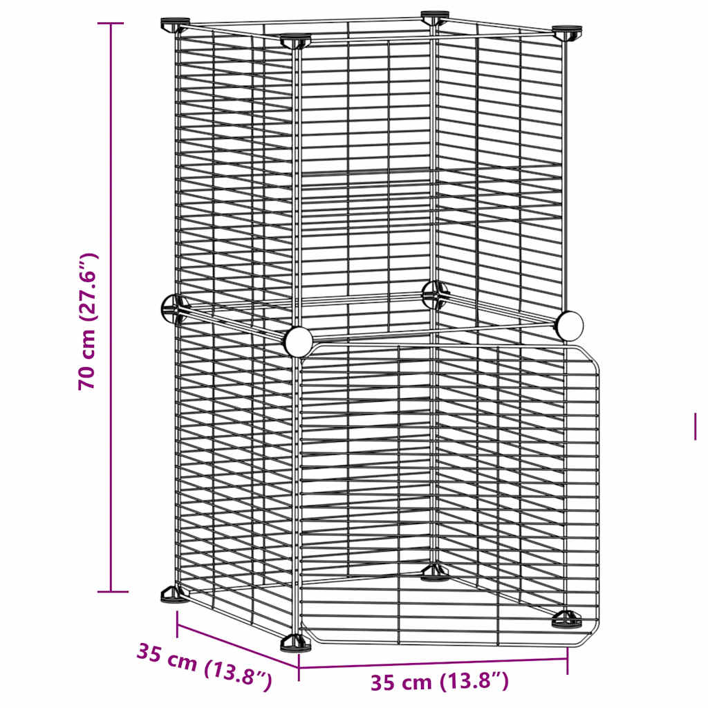 Gabbia per Animali 8 Pannelli con Porta Nero 35x35 cm Acciaio 3114035