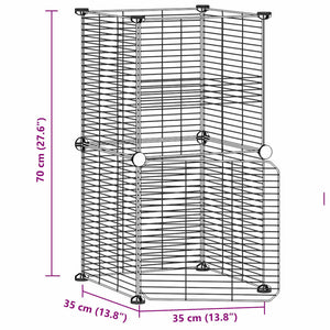 Gabbia per Animali 8 Pannelli con Porta Nero 35x35 cm Acciaio 3114035