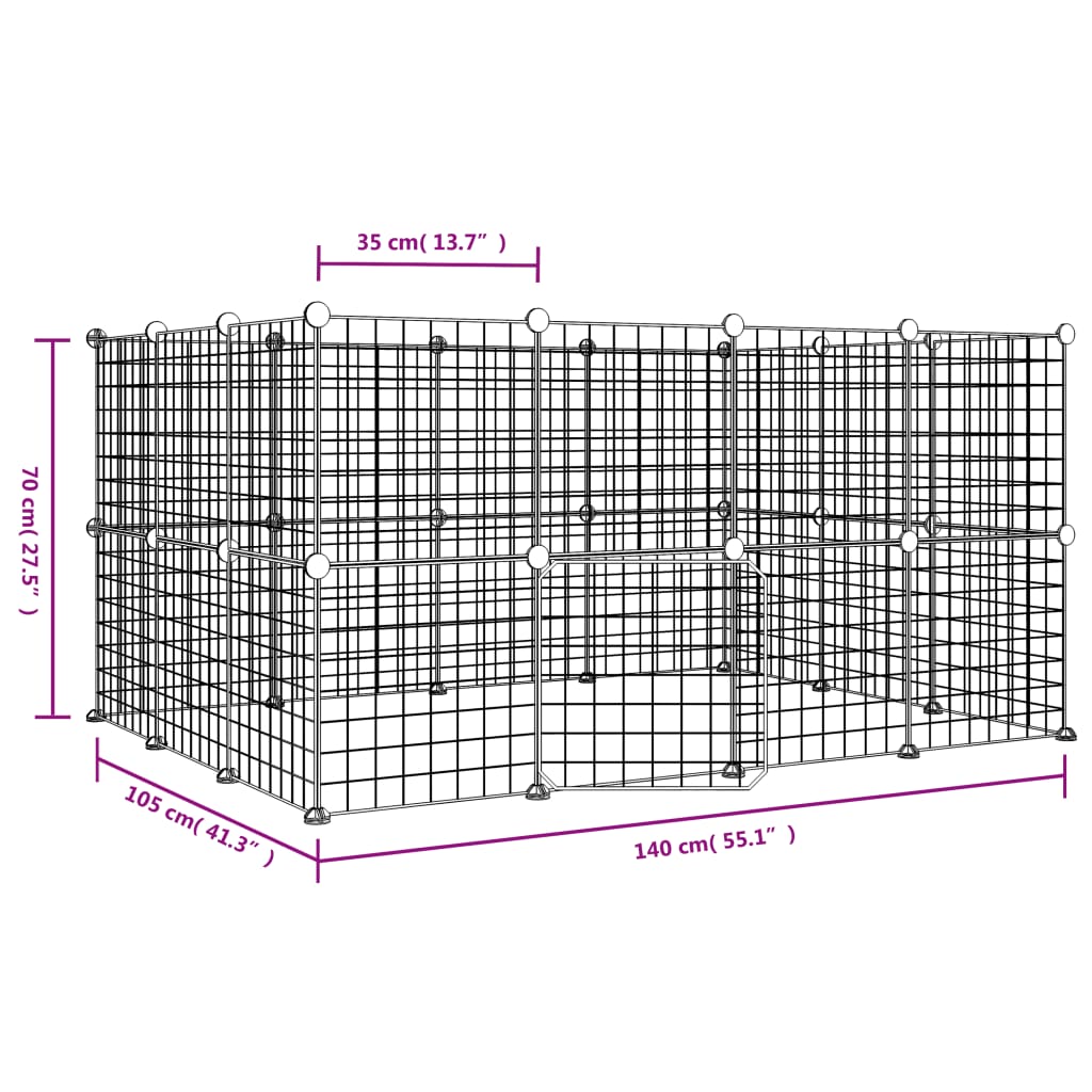 Gabbia per Animali 28 Pannelli con Porta Nero 35x35 cm Acciaio cod mxl 53862