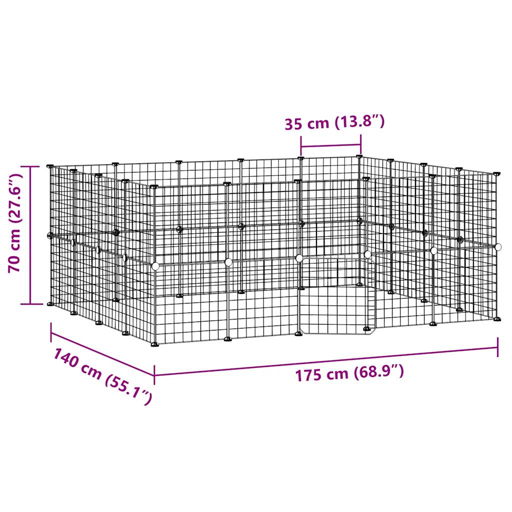 Gabbia per Animali 36 Pannelli con Porta Nera 35x35 cm Acciaio 3114039