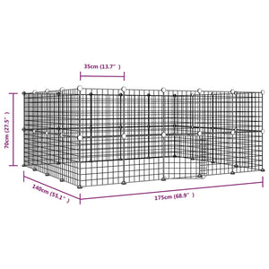 Gabbia per Animali 52 Pannelli con Porta Nero 35x35 cm Acciaio 3114041