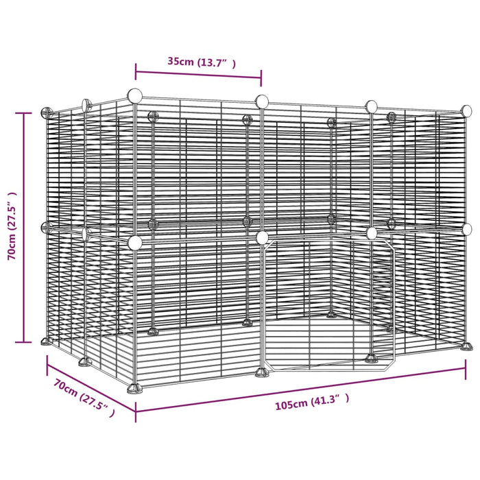 Gabbia per Animali 20 Pannelli con Porta Nera 35x35 cm Acciaio 3114043