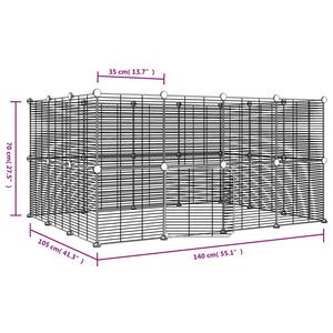 Gabbia per Animali 28 Pannelli con Porta Nero 35x35 cm Acciaio cod mxl 53882