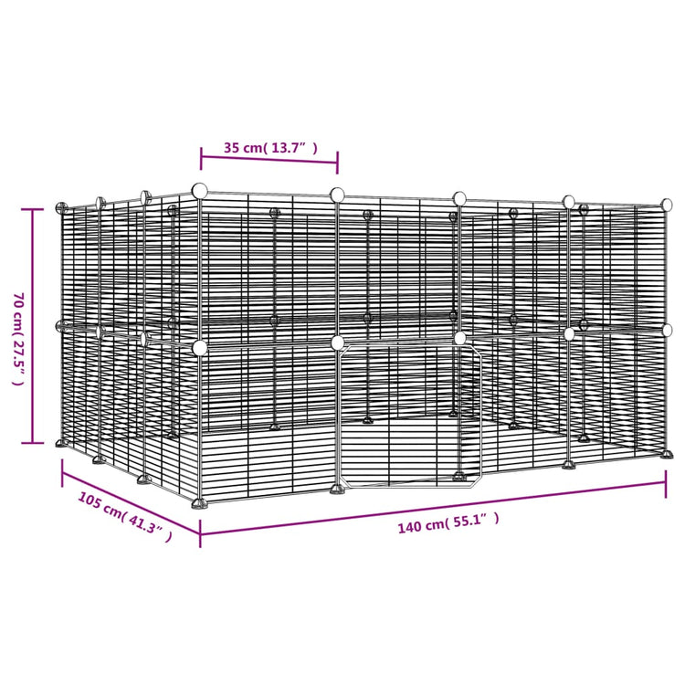 Gabbia per Animali 28 Pannelli con Porta Nero 35x35 cm Acciaio cod mxl 53882