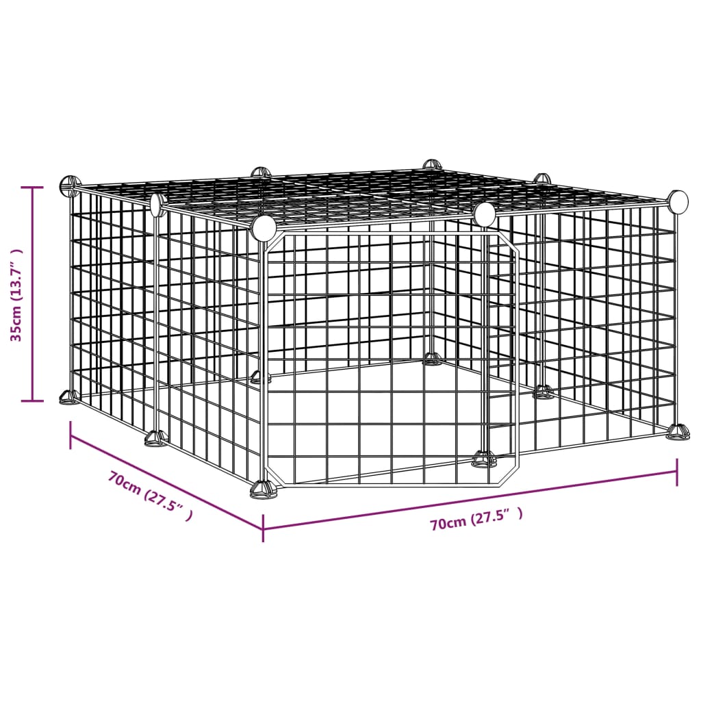 Gabbia per Animali 12 Pannelli con Porta Nero 35x35 cm Acciaio cod mxl 53884